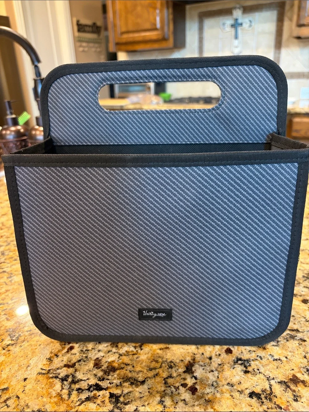 Thirty-one Gifts Charcoal Cross hatch Double Duty Caddy Charging station